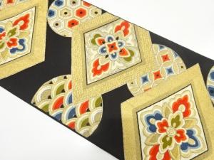 アンティーク　花菱に古典柄織り出し袋帯（材料）